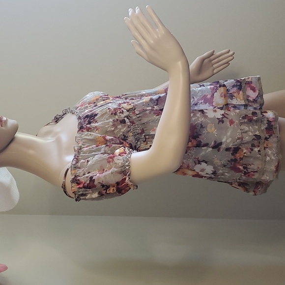 Pretty Floral Print off the shoulder blouse Boho Country Western Farm - Picture 3 of 9